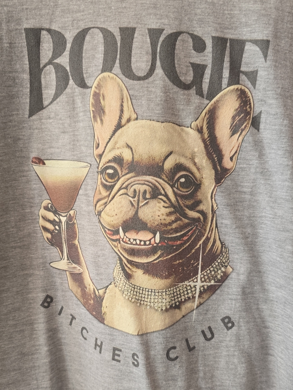 Gildan Gray Dog Graphic Tee with Cream & Brown French Bulldog
